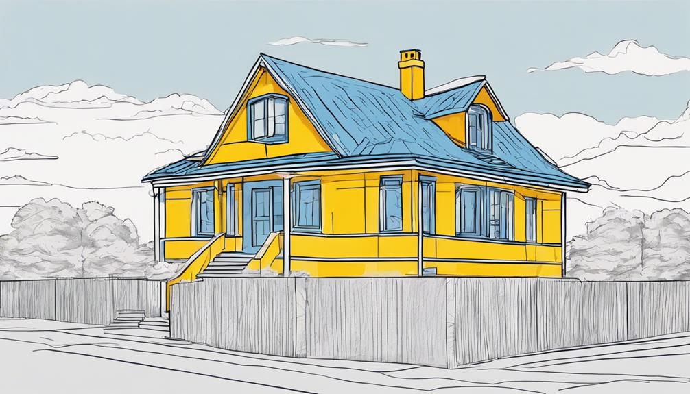 unique yellow house roofing