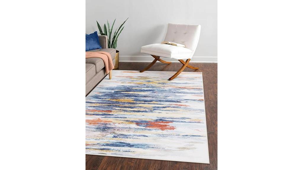 abstract multi colored washable rug