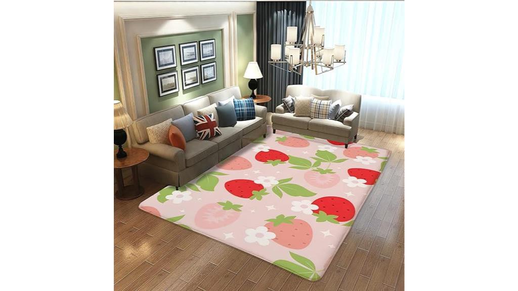 adorable pink strawberry rug