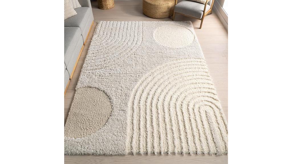 beige abstract shag rug