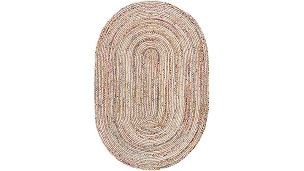 beige multi oval rug