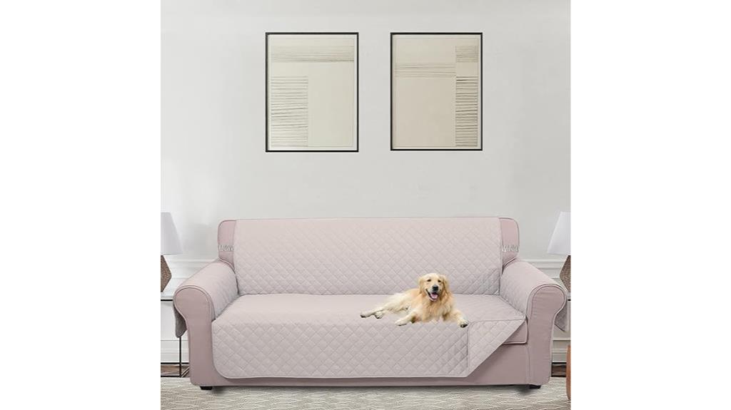 beige reversible pet sofa cover