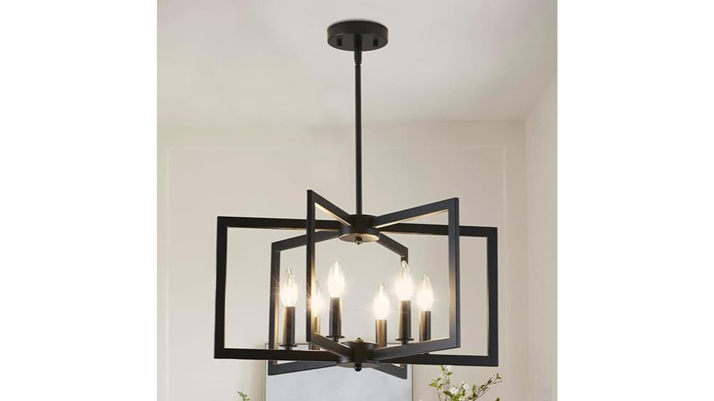 black geometric chandelier fixture