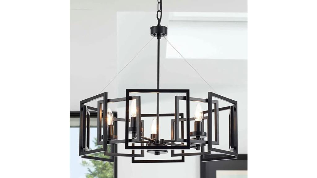 black geometric industrial chandelier