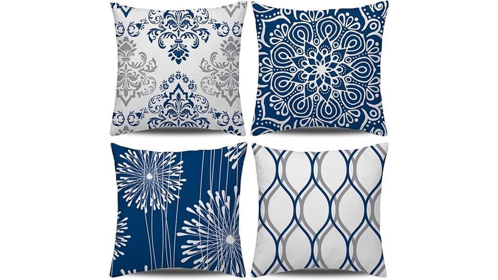 blue decorative pillow covers