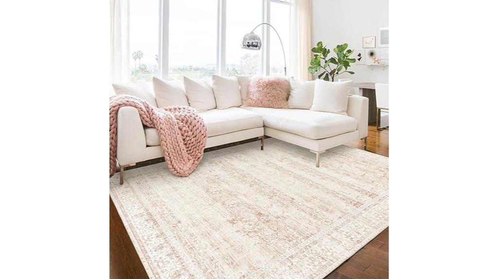 blush pink floral nursery rug