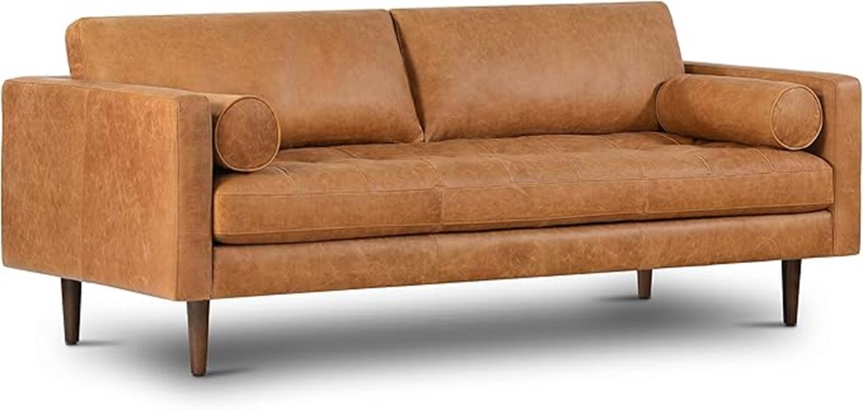 cognac tan leather couch