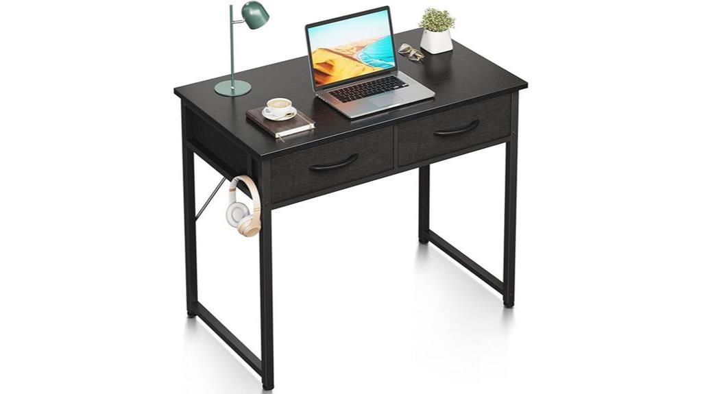 compact desk with drawers