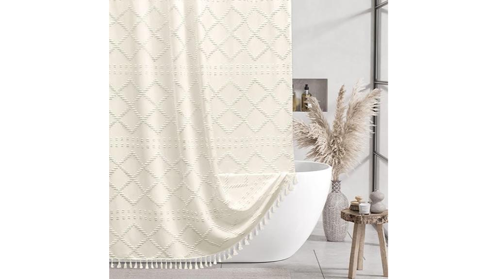 cream boho shower curtain