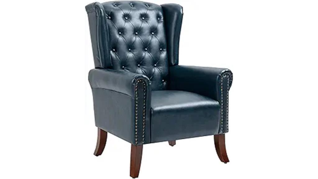 dark blue pu leather chair