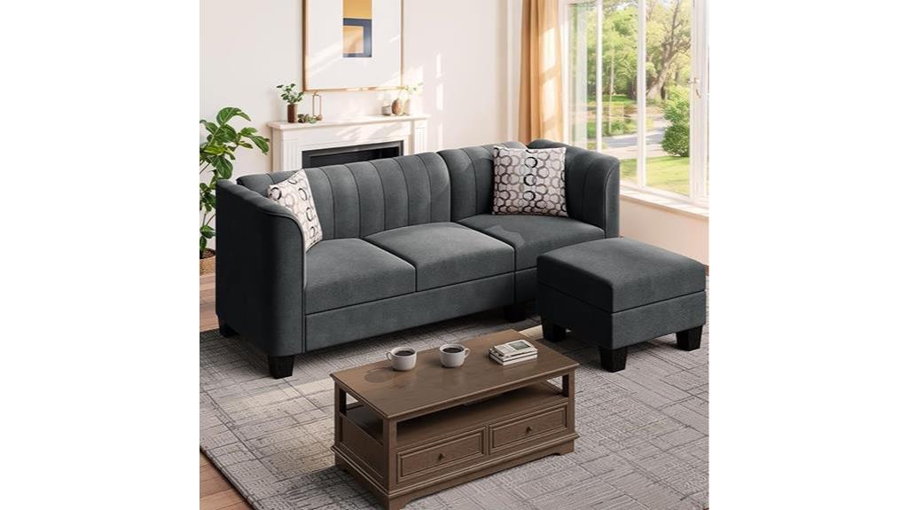 dark grey convertible sofa