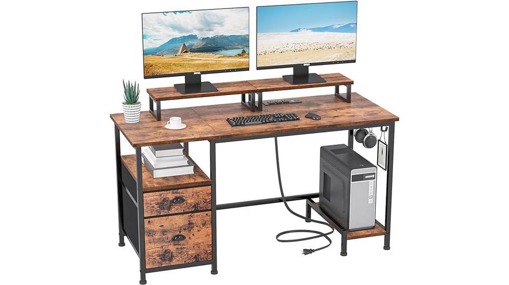 desk with drawer outlets