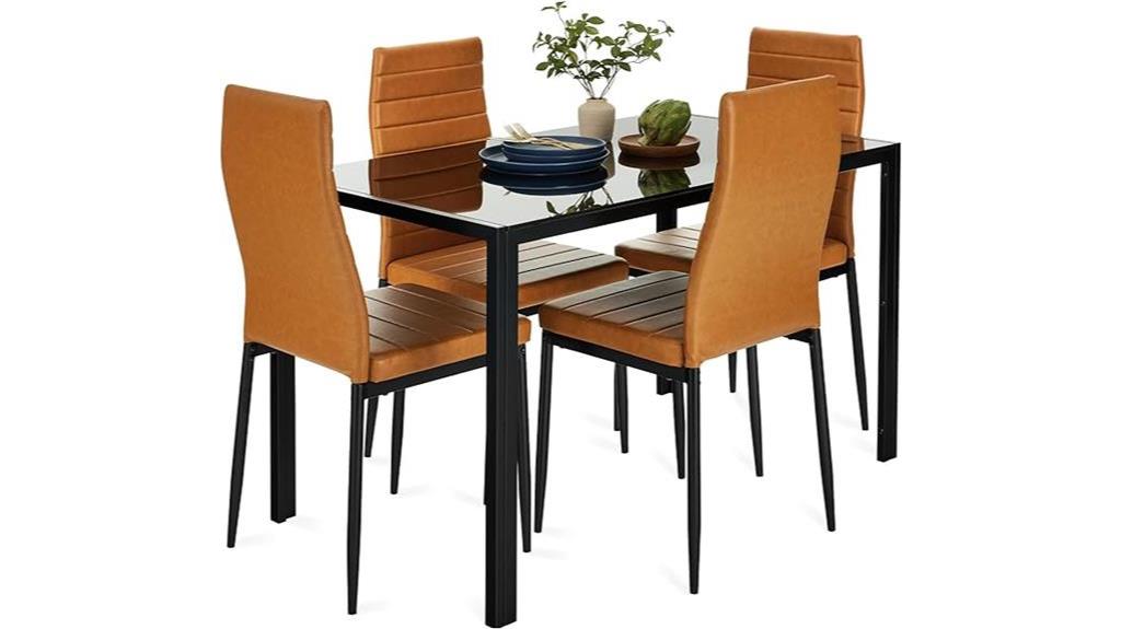 elegant 5 piece glass dining set