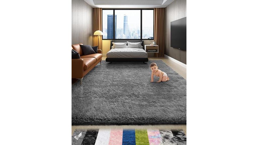 fluffy grey area rug