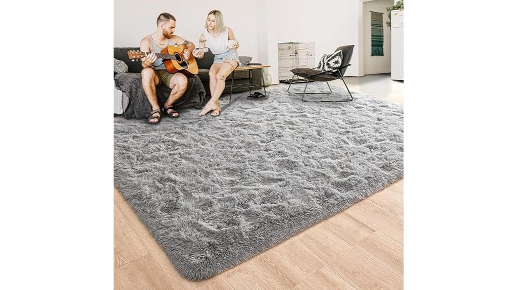 fluffy grey shag area rug