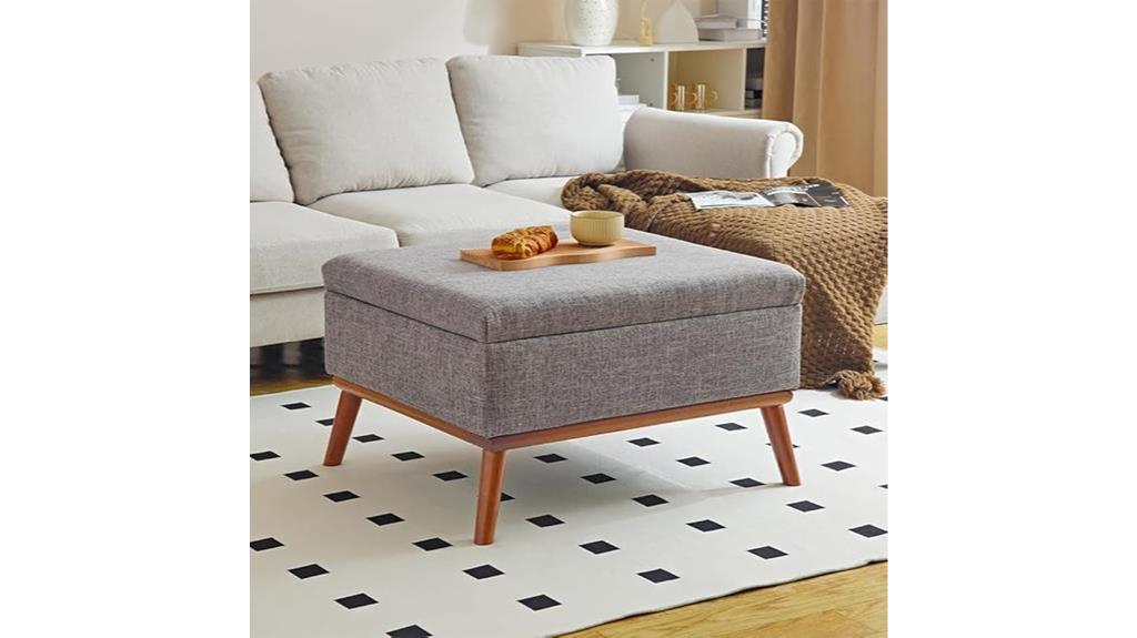 gray rectangular storage ottoman