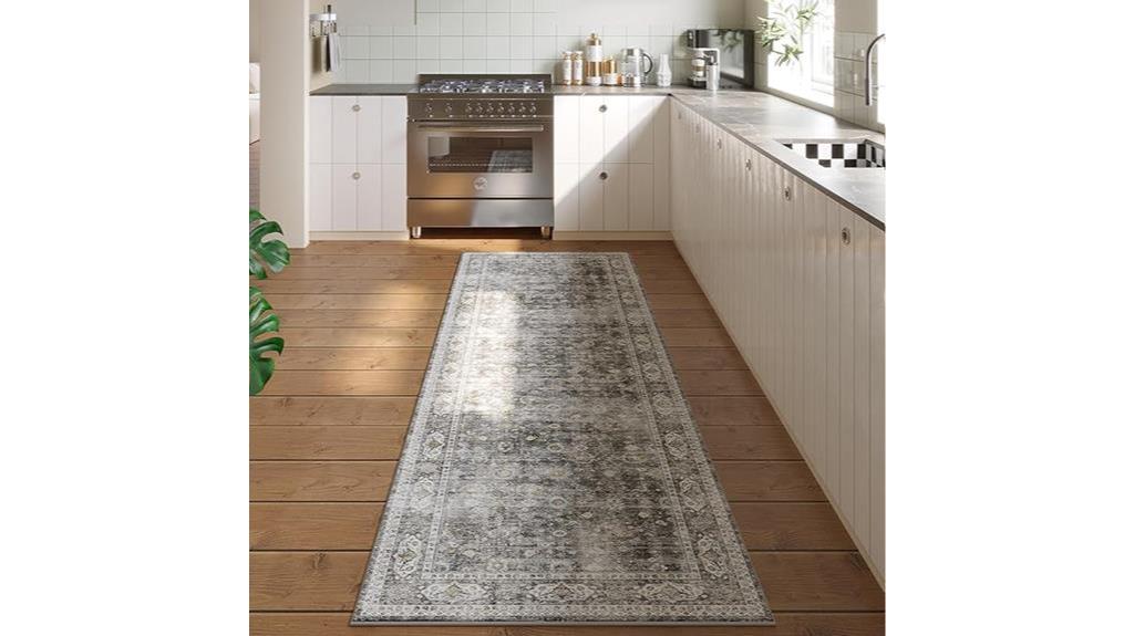 grey and brown runner rug