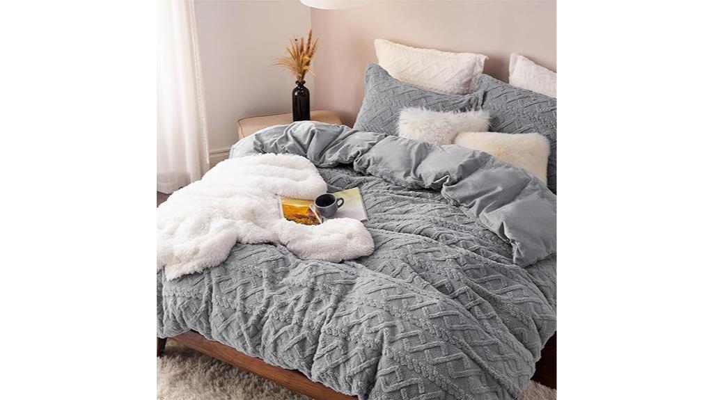 grey plush comforter set