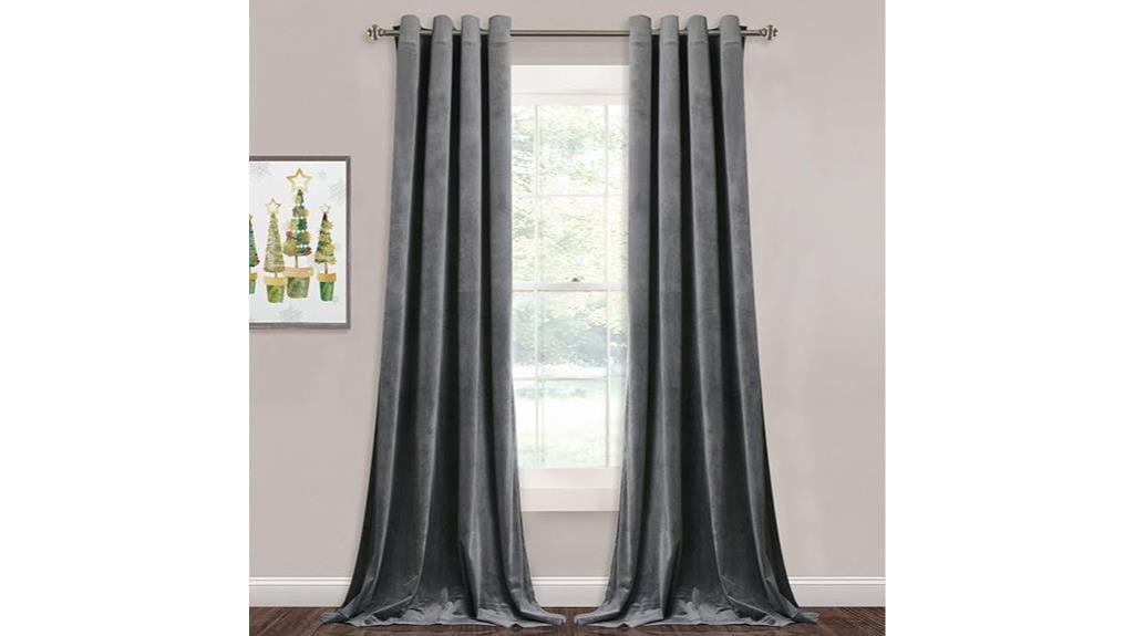 grey velvet blackout curtains