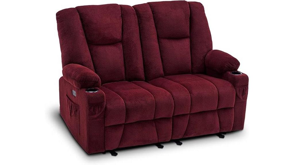 heated vibrating recliner loveseat