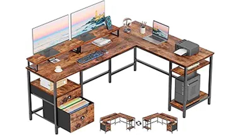 l shaped computer desk shelves