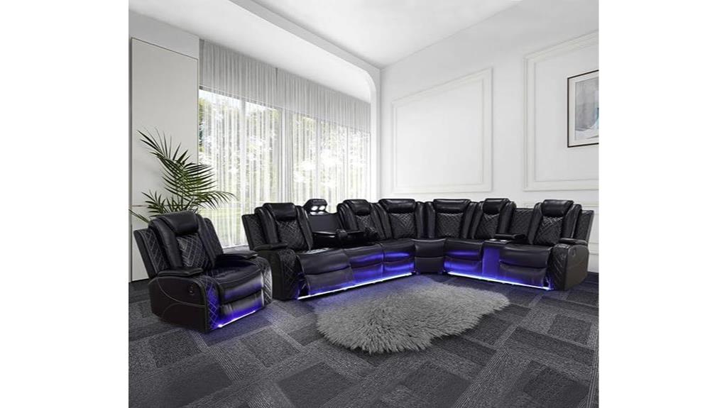 led recliner sectional sofa