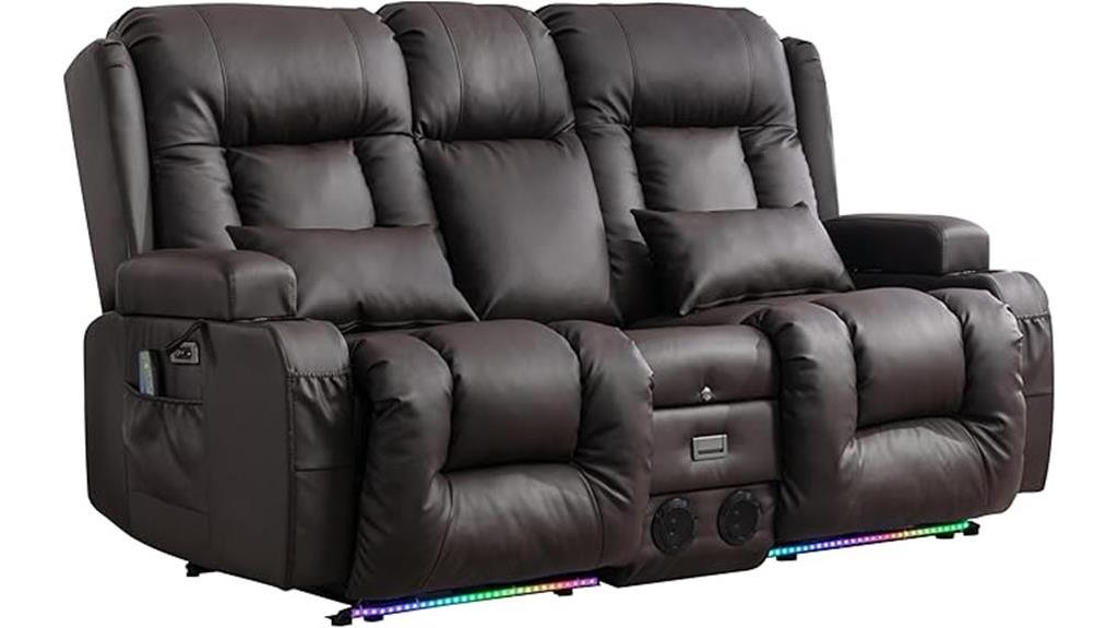 led recliner sofa with speakers