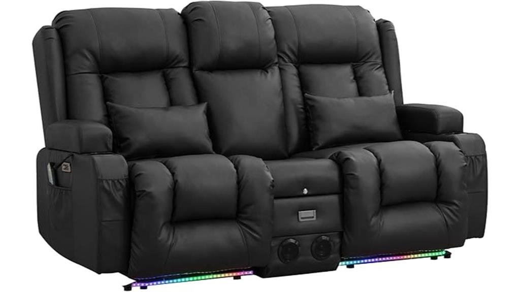 led recliner sofa with speakers