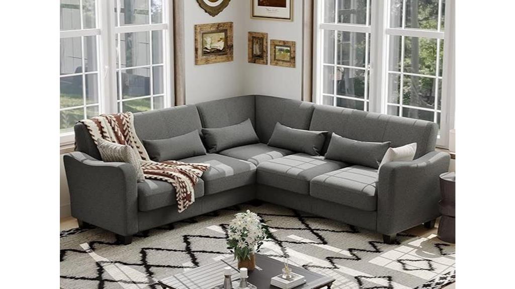 light grey l shaped sofa