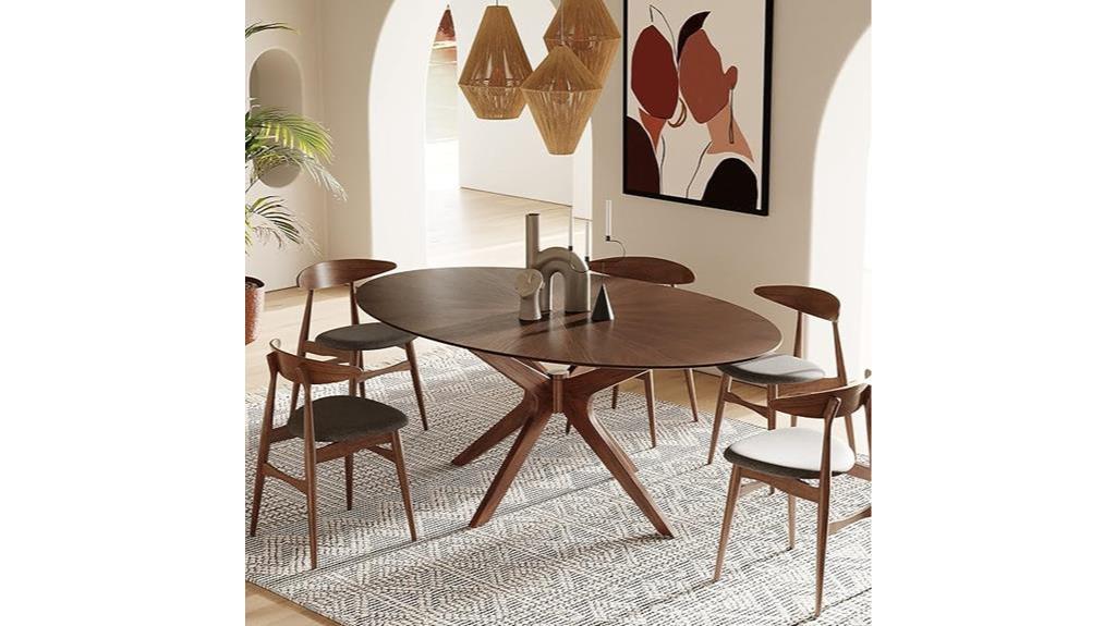 modern walnut oval dining table