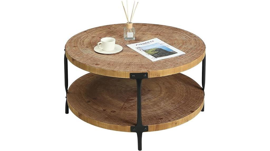 natural round wood table