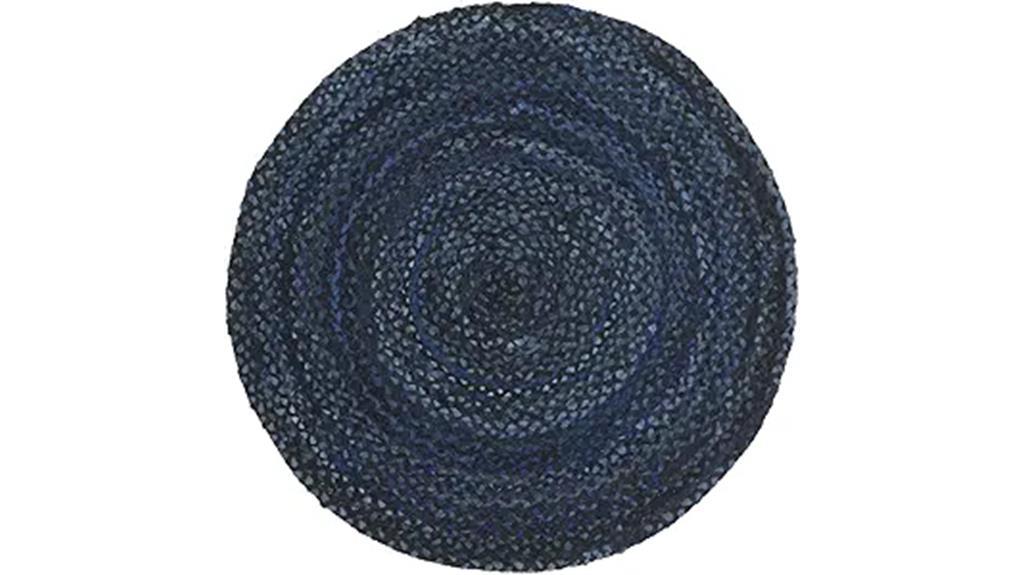 navy black round area rug