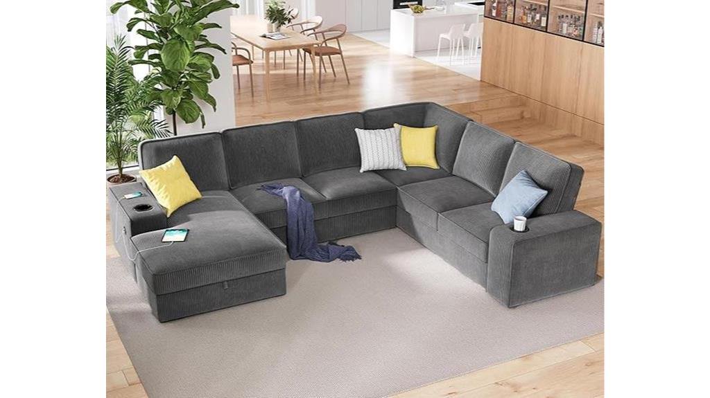 oversized sectional sofa storage