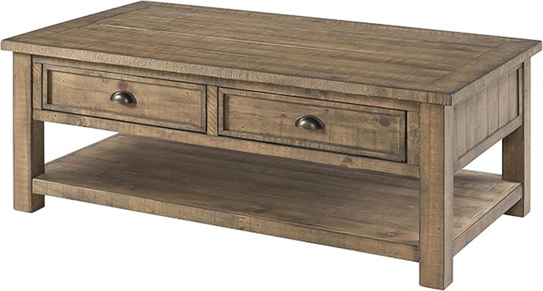 reclaimed natural wood coffee table