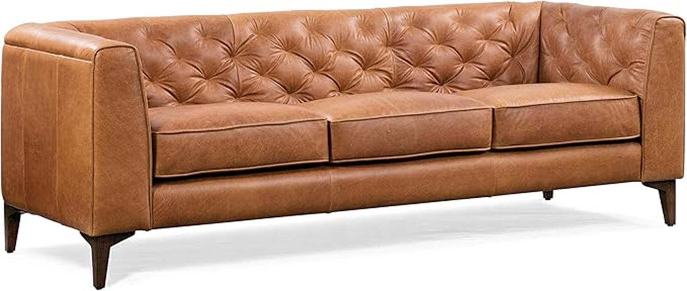 tufted leather couch sofa