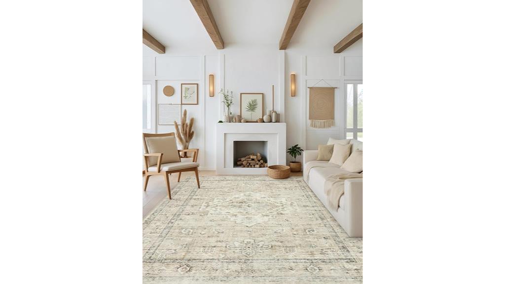 washable beige area rug