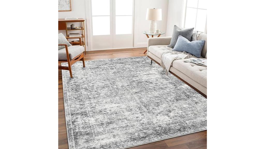 washable gray vintage rug