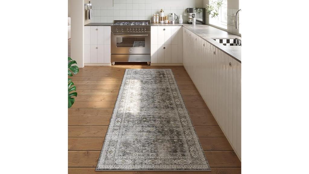 washable grey brown runner