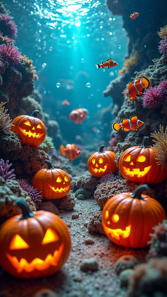 adorable underwater pumpkin carvings