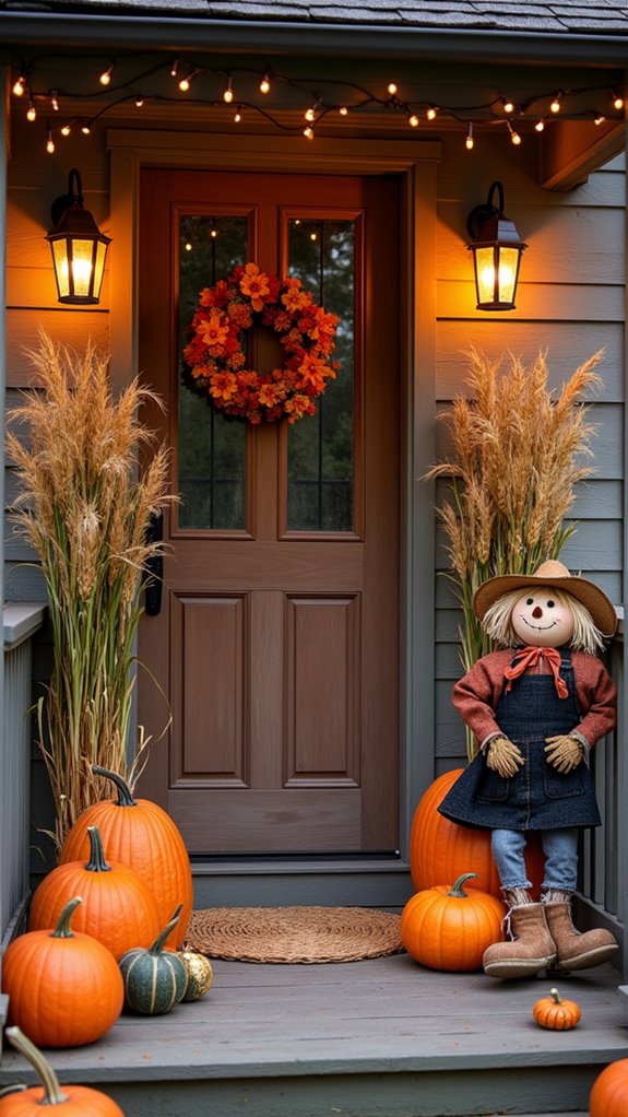 autumn decor with cornstalks
