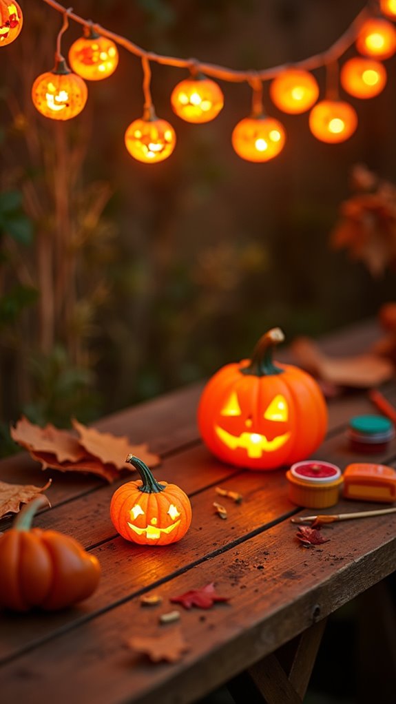 autumn decor with pumpkin lights