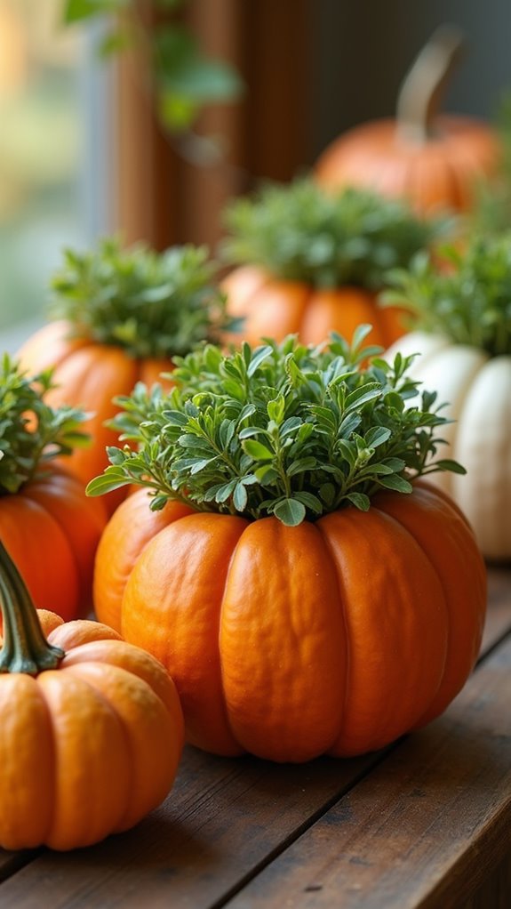 autumn inspired pumpkin planters