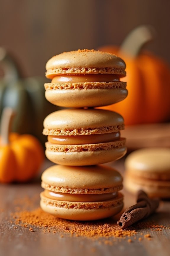 autumn inspired pumpkin spice macarons