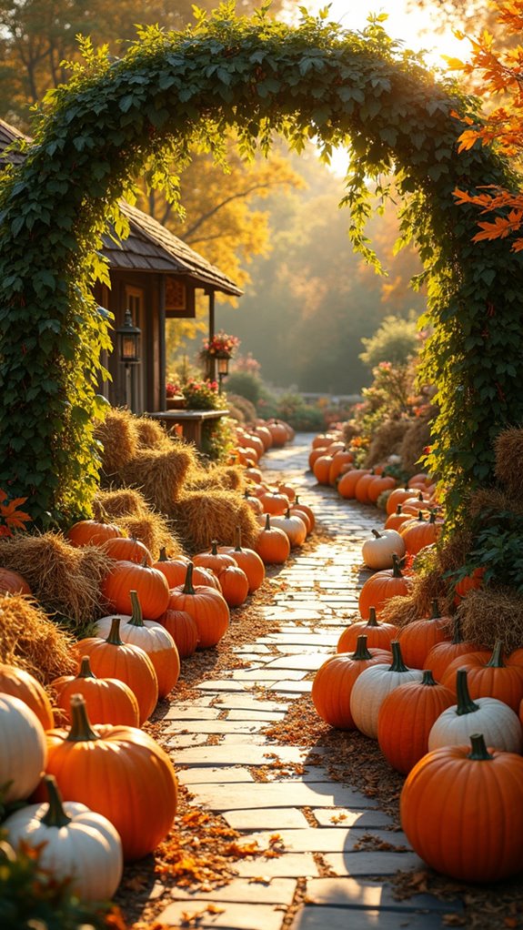 autumn pumpkin pathway decor