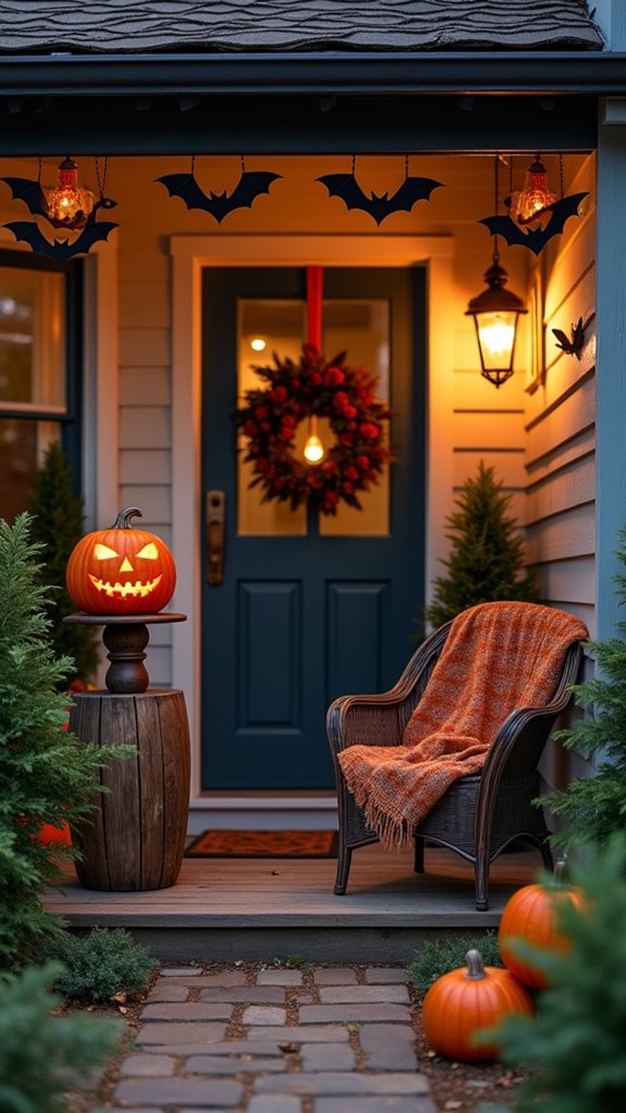 batty halloween porch decor