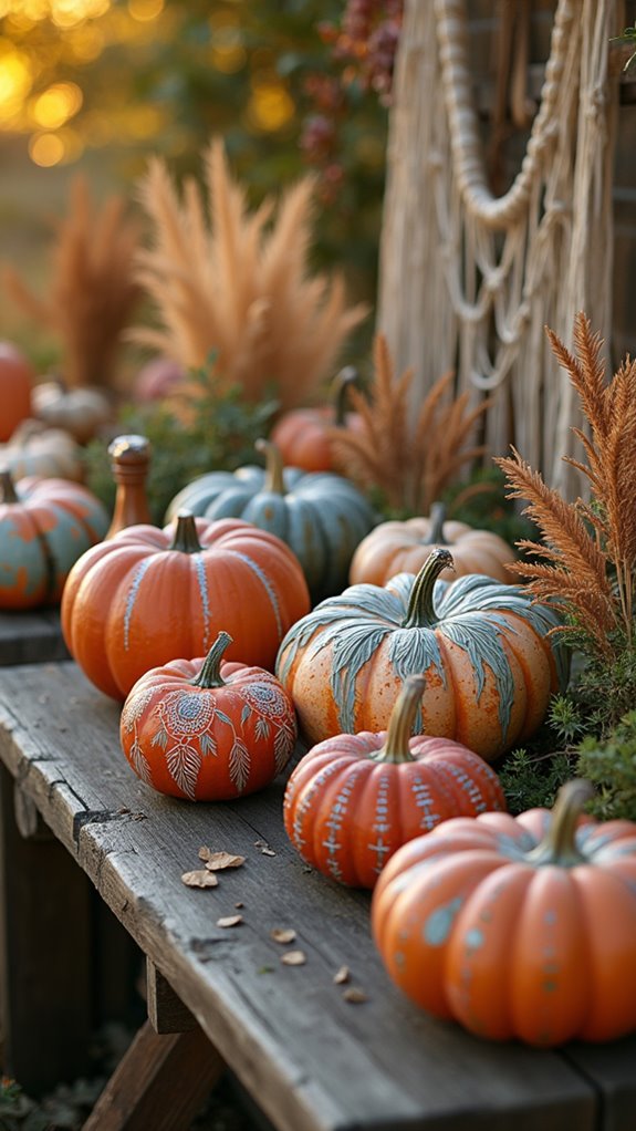 boho chic pumpkin decor