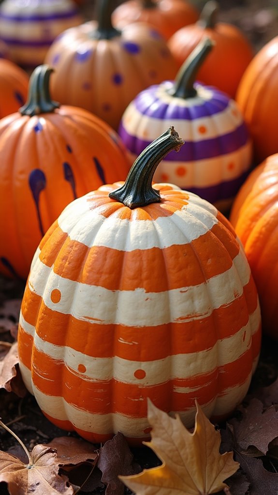 bold striped pumpkin decor