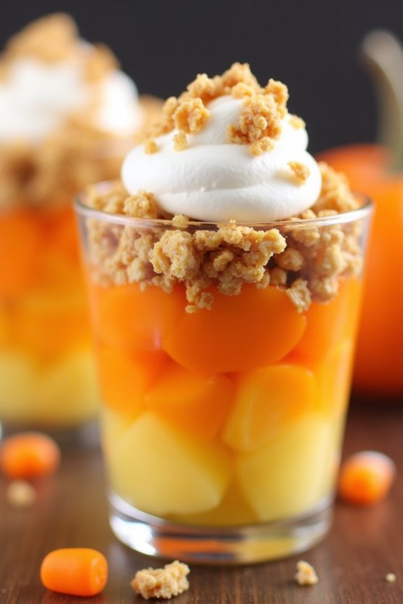 candy corn inspired fruit parfaits