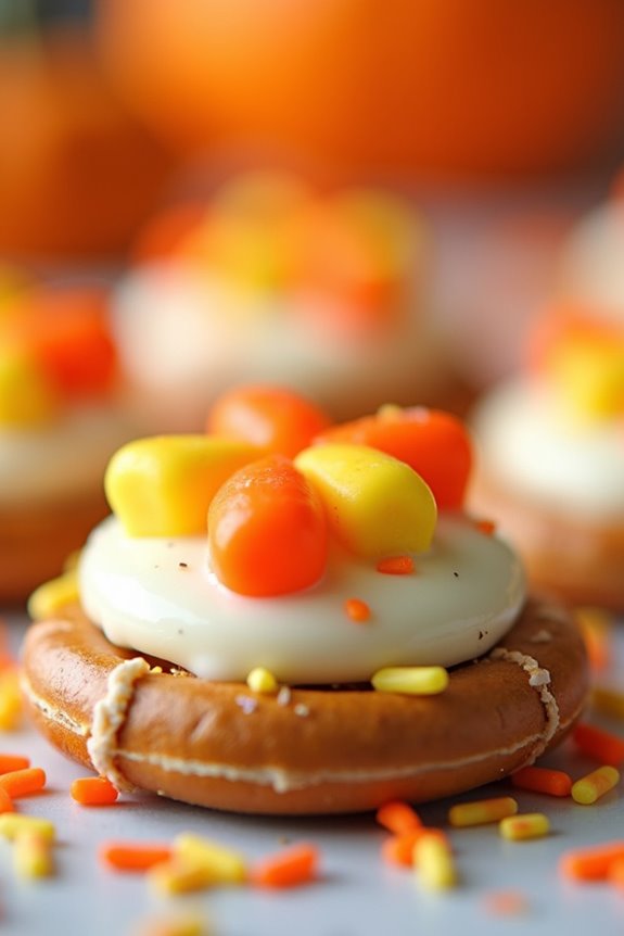 candy corn pretzel bites