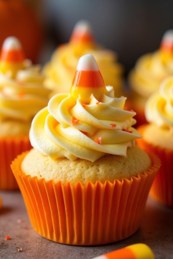 candy corn themed cupcakes